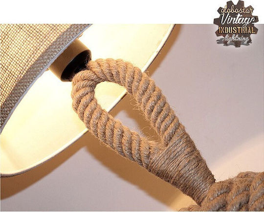 GloboStar Monkey Fist Vintage Table Lamp from Rope for Socket E27 with Beige Shade and Brown Base