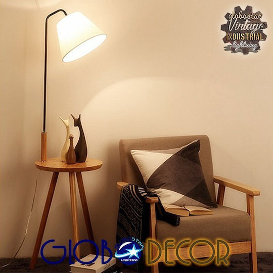 GloboStar Tiffany Floor Lamp H140xL40cm with E27 Lamp Bulb Base Beige & White