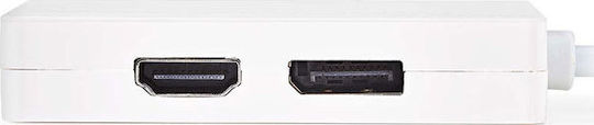 Nedis Μετατροπέας mini DisplayPort male σε DVI-D / DisplayPort / HDMI female Λευκό 1τμχ (CCGP37460WT02)