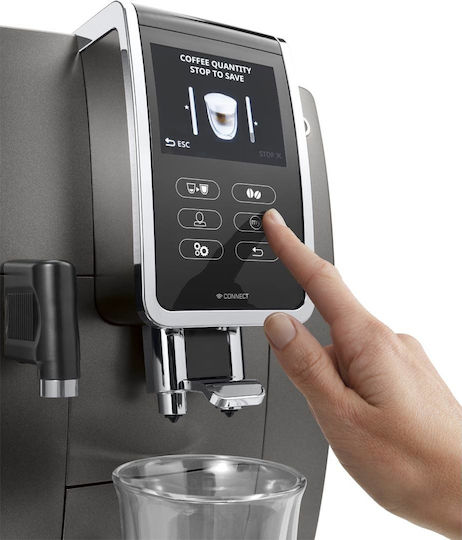 De'Longhi Dinamica Plus Автоматична Еспресо Кафемашина 1450W Налягане 19bar за Cappuccino с Мелачка Сива ECAM 370.95.T