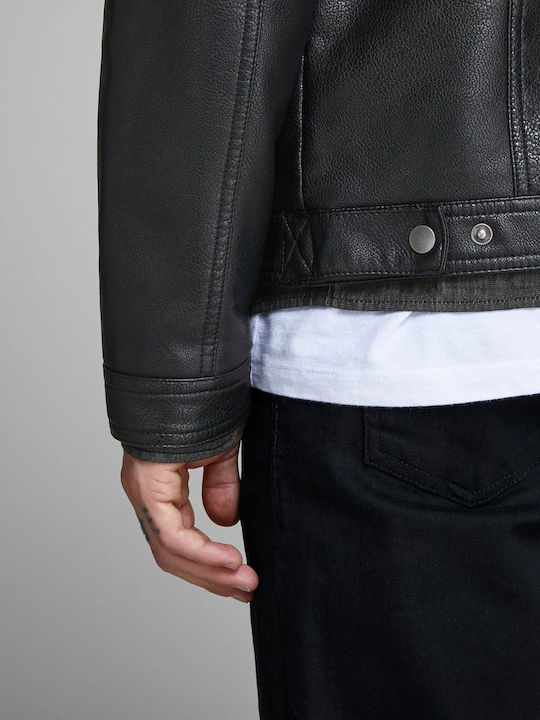 Faux Leather Jacket Biker Black / PU