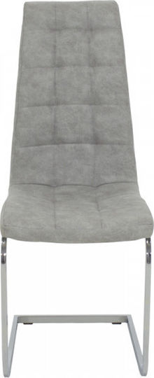Darrell Dining Room Artificial Leather Chair Grey / Chrome 41x54x107cm 2pcs