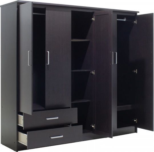 Olympus Dulap Cinci Uși Cu Oglindă Wenge 198x57x183cm