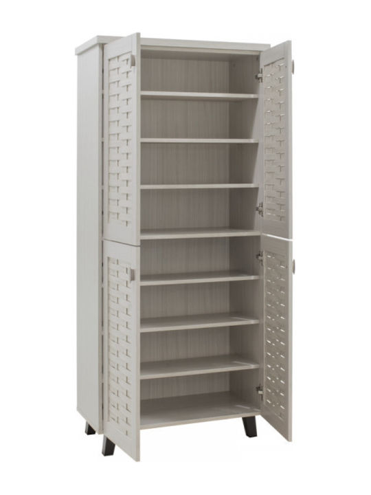Mantam Wooden Shoe Organizer with 8 Shelves White 78x40x170.5cm