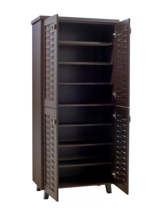 Mantam Wooden Shoe Organizer with 8 Shelves Brown 78x40x170.5cm