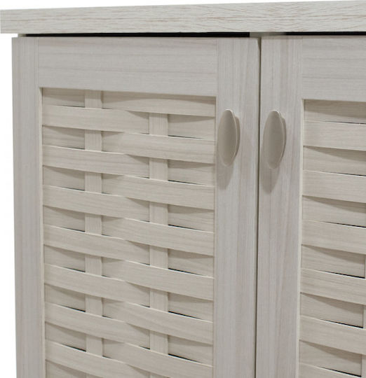 Mantam Wooden Shoe Organizer with 8 Shelves White / Grey 115.5x40x92cm