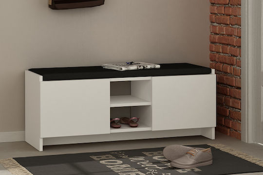 Zulla Wooden Shoe Organizer with 2 Shelves White 110x37x43cm