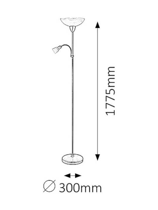 Rabalux Pearl Classic Floor Lamp H177xW30cm. with Socket for Bulb E27 Gold