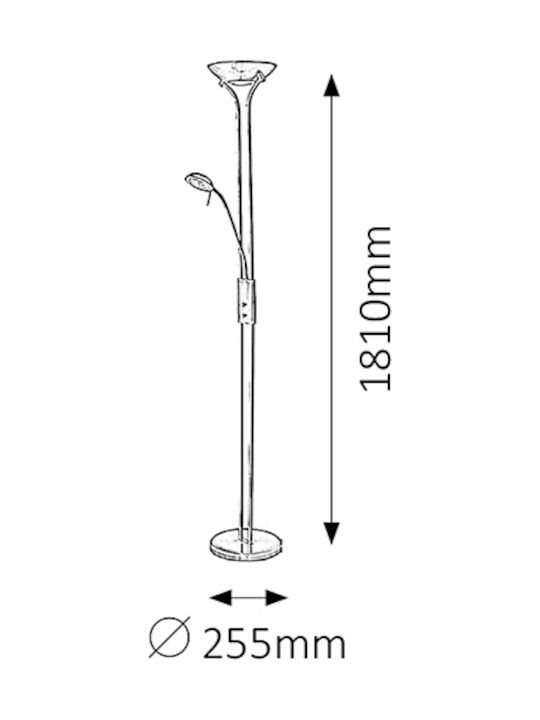 Rabalux Beta Floor Lamp H181xW25.5cm. with Socket for Bulb G9 Bronze