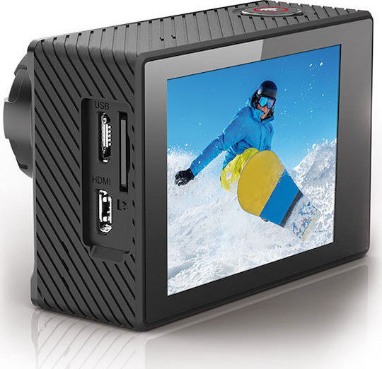 EasyPix GoXtreme Black Hawk+ Action Camera 4K Ultra HD Υποβρύχια (με Θήκη) με Οθόνη 2" και Wi-Fi Μαύρη