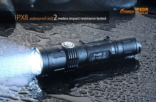 Fitorch Rechargeable Flashlight LED IPX8 with Maximum Brightness 1180lm Black