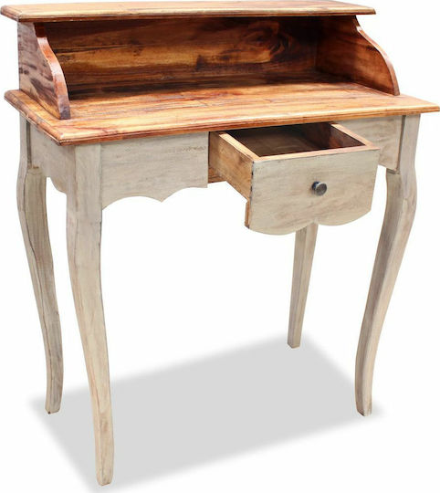 Secretar De Birou Din Lemn Masiv Alb / Natural 80x40x92cm