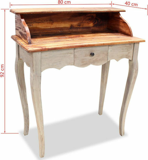 Secretar De Birou Din Lemn Masiv Alb / Natural 80x40x92cm