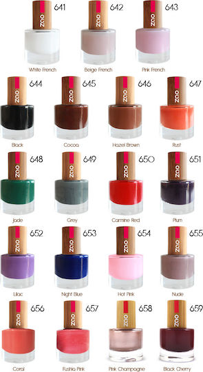 Zao Organic Makeup Nail Polish Glossy Βερνίκι Νυχιών Quick Dry Μπορντό 8ml