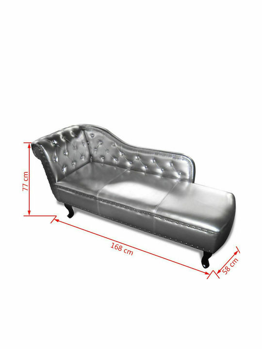 Vintage Ανάκλιντρο Chesterfield από Συνθετικό Δέρμα Γκρι Μ178xΠ60xΥ80εκ.