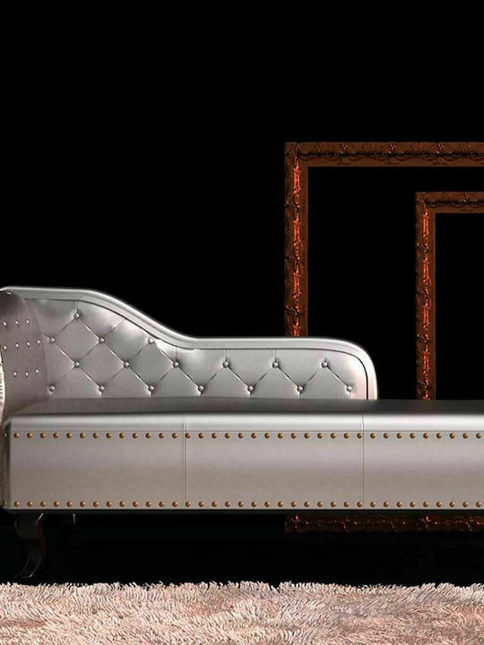 Vintage Ανάκλιντρο Chesterfield από Συνθετικό Δέρμα Γκρι Μ178xΠ60xΥ80εκ.