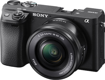 Sony Mirrorless Φωτογραφική Μηχανή α6400 Crop Frame Kit (E PZ 16-50mm F3.5-5.6 OSS) Black