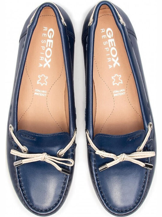 D Vega Moc B Leather Women's Moccasins in Blue Color