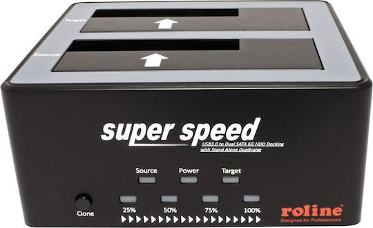 Roline Docking Station for 2 Hard Drives SATA 2.5" / 3.5" with Connection USB 2.0 / USB 3.0 (16.01.4122-5)