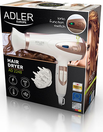 Adler Ionic Hair Dryer with Diffuser 2400W Bronze,White