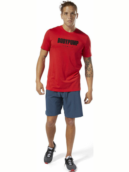 Reebok Les Mills Bodypump Herren Sport T-Shirt Kurzarm Rot