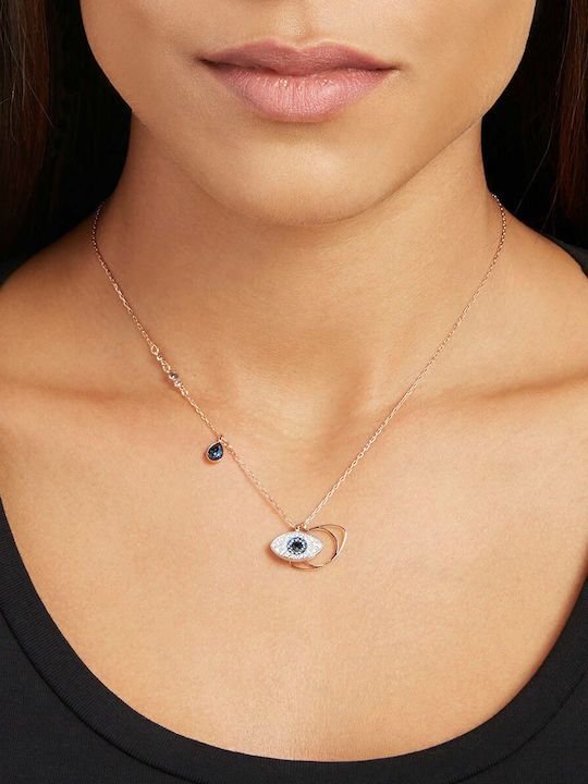 Swarovski Symbolic Evil Eye Κολιέ με Ροζ Επιχρύσωση
