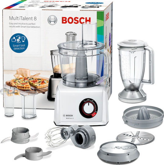 Bosch Multifunctional Food Processor 1100W with Pot 3.9lt and Jug Blender White