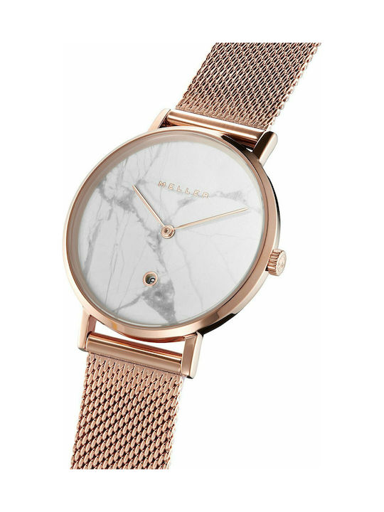 Meller Astar Roos Marble Uhr mit Rose Gold Metallarmband W1RM-2ROSE