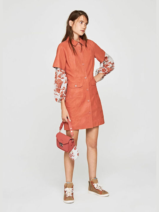 Pepe Jeans Adela Mini Shirt Dress Dress Leather Orange