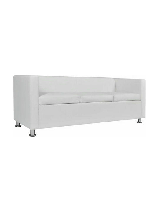 Three-Seater Couch Artificial Leather White 170x62.5x63 cm 242211