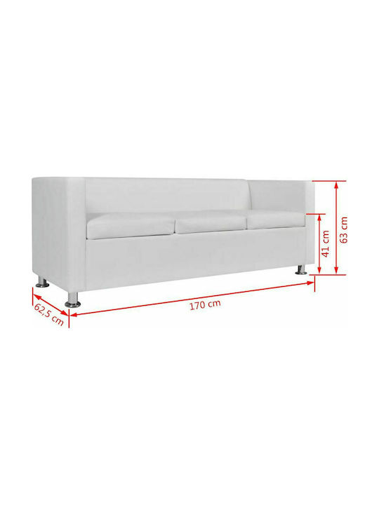Three-Seater Couch Artificial Leather White 170x62.5x63 cm 242211