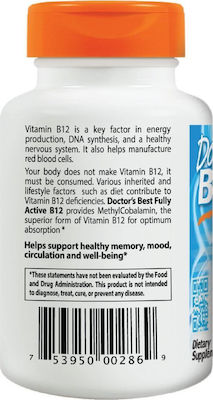 Doctor's Best Fully Active B12 1500mcg Vitamin for Nervous System Health 1500mcg 60 veg. caps