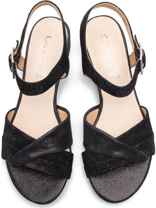 Leather Women's Flat Sandals Anatomic in Black Color