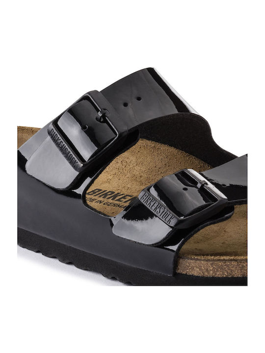 Arizona Birko-Flor Patent Women's Anatomic Black Narrow Fit Sandals