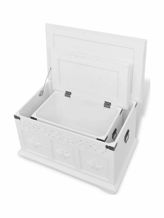vidaXL Wooden Decorative Trunks Set White 2pcs 54x30x30cm