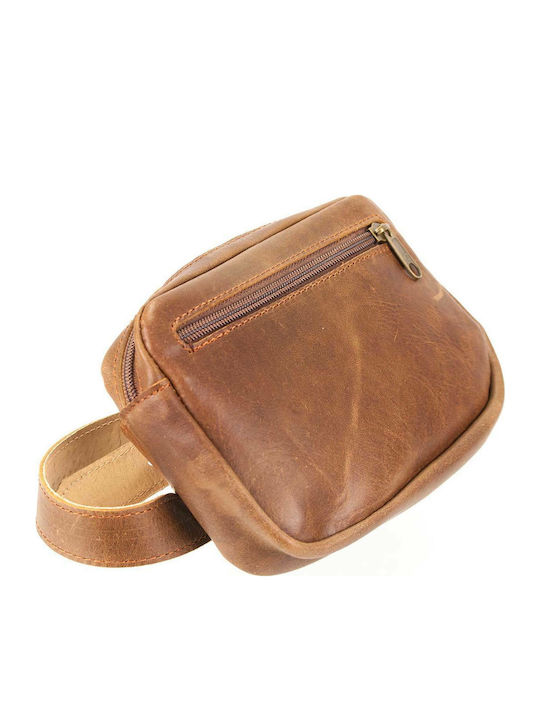 Kouros 719 Men's Leather Waist Bag Tabac Brown