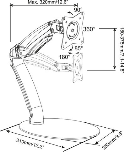 Digitus Desktop Stand Monitor up to 27" with Arm (DA-90365)
