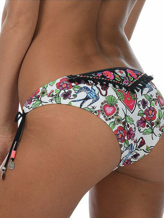 Banana Moon Rhoda Heart Bikini Slip mit Schnürchen Blumen