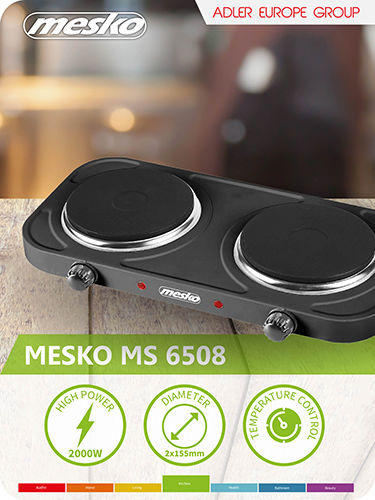 Mesko MS 6509 Επιτραπέζια Εστία Εμαγιέ Διπλή Μαύρη