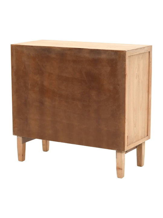 Bedroom Chest of Drawers from Solid Wood with 3 Drawers Black with Artificial Leather Surface Coating 80x36x75cm
