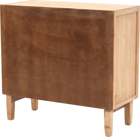 Bedroom Chest of Drawers from Solid Wood with 3 Drawers Black with Artificial Leather Surface Coating 80x36x75cm