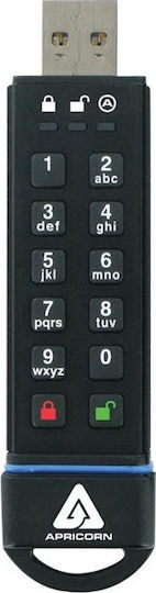 Apricorn Aegis Secure Key 30GB USB 3.0 Стик Черен
