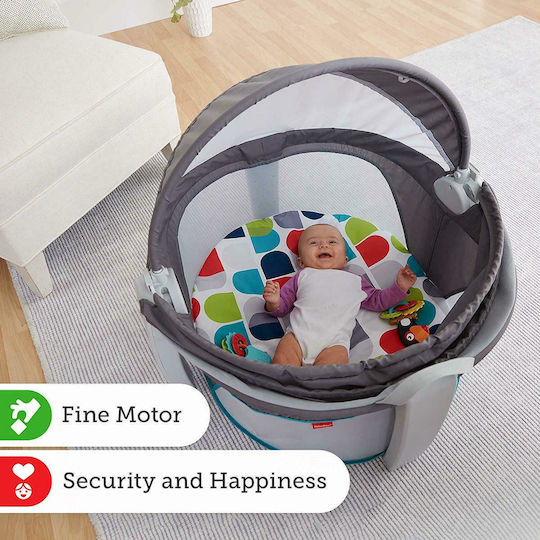 Fisher Price On-The-Go Baby Dome Παρκοκρέβατο με Στρώμα Γκρι 79.5x13.5cm