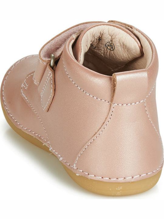 Sabio Anatomisch Lederne Kinderstiefeletten mit Klettverschluss Rosa