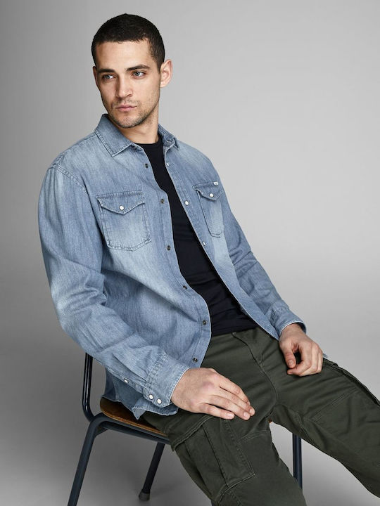 Long-sleeved Denim Shirt Medium Blue Denim