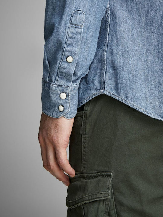 Long-sleeved Denim Shirt Medium Blue Denim