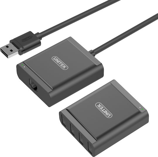 Unitek RJ45 Hub 4 Θυρών USB 2.0 με σύνδεση USB-A / Ethernet
