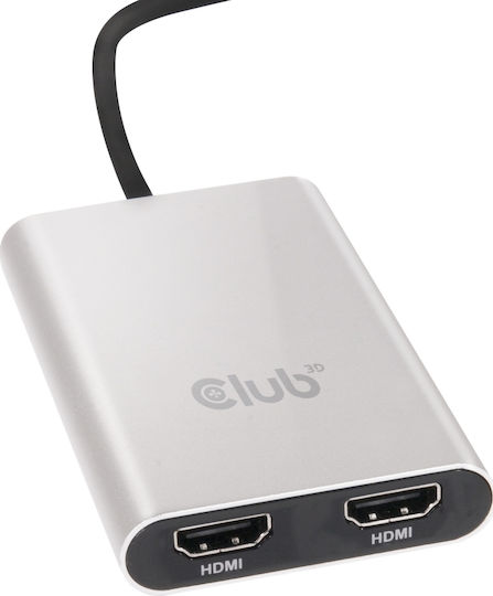 Club3D Μετατροπέας Thunderbolt 3 male σε HDMI 2x female Ασημί 1τμχ CSV-1574