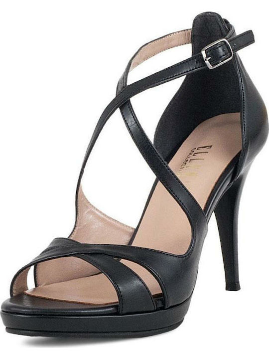 Ellen Women's Sandals Black with Thin High Heel