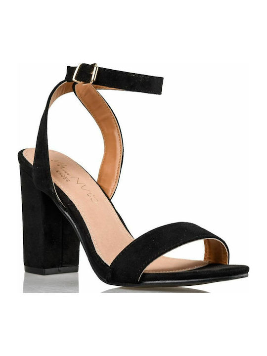Envie Shoes Γυναικεία Πέδιλα με Χοντρό Ψηλό Τακούνι σε Μαύρο Χρώμα